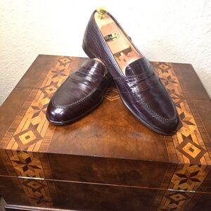 Brown Leather Penny Loafers with Strap